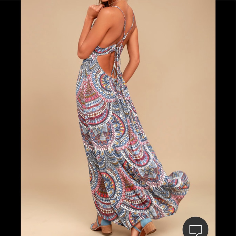 NWT Billabong Places to Be Blue Print Maxi Dress!